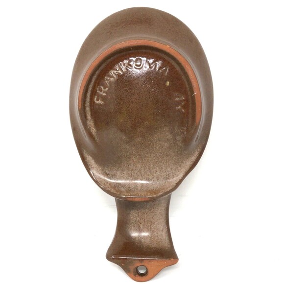 FRANKOMA Plainsman Brown Satin Spoon Rest Holder Vintage Oklahoma Made in USA - Picture 3 of 10
